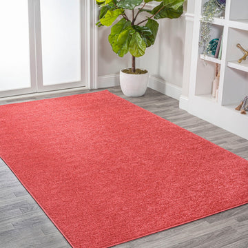 Haze Solid Low-pile Area Rug Red